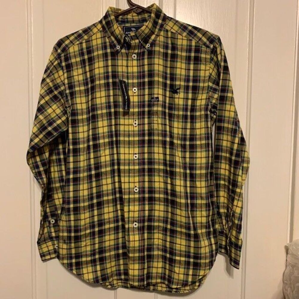 AMERICAN LIVING SIZE LARGE 14-16 PLAID LONG SLEEVED BUTTON SHIRT NWT